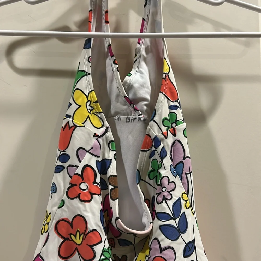 Hanna Anderrson Floral Halter Ruffle One Piece Flower bathing suit size US 12